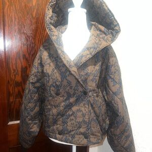 CAbi Brown and Black Patterned Puffer Jacket